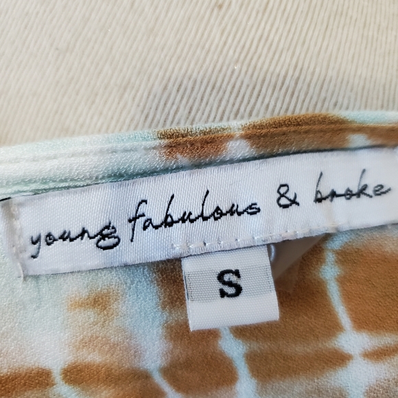 Young Fabulous & Broke Aqua Rust Oversized  Kimono Sleeve Top Women's Size Small - Picture 10 of 11